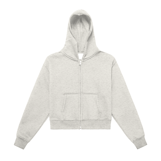 Fleeced Zip-Up Cropped Hoodie Female