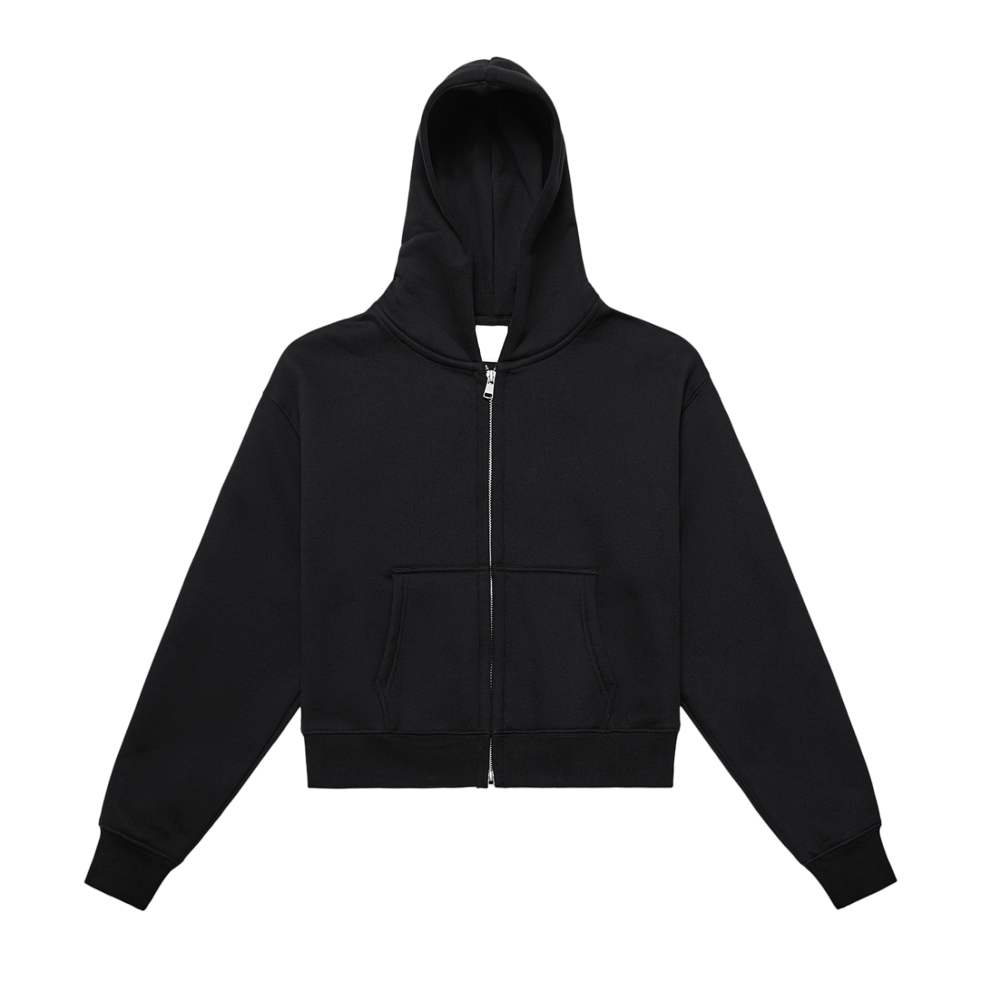 Fleeced Zip-Up Cropped Hoodie Female