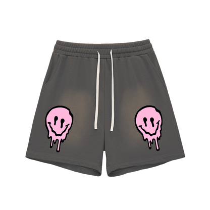 Sun Fade Raw Edge Cotton Shorts