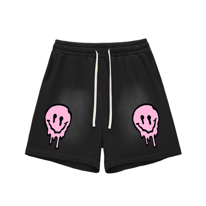 Sun Fade Raw Edge Cotton Shorts