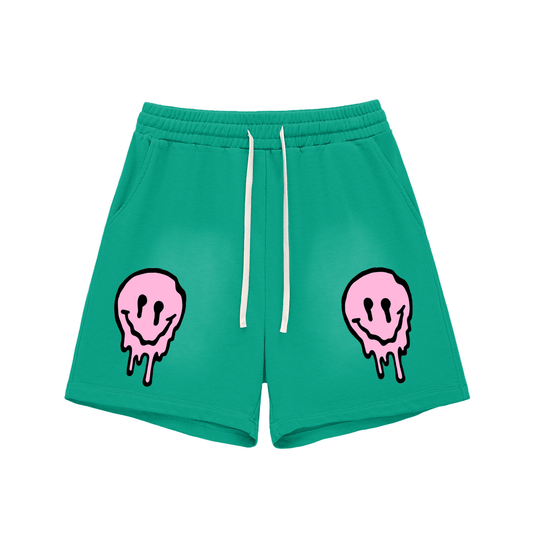 Sun Fade Raw Edge Cotton Shorts