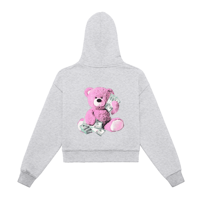 Fleeced Zip-Up Cropped Hoodie Female