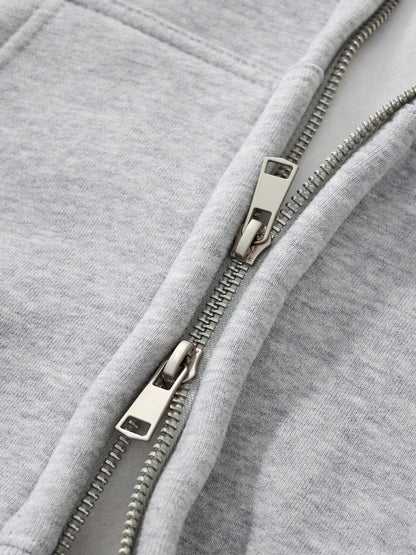 Fleeced Zip-Up Cropped Hoodie Female